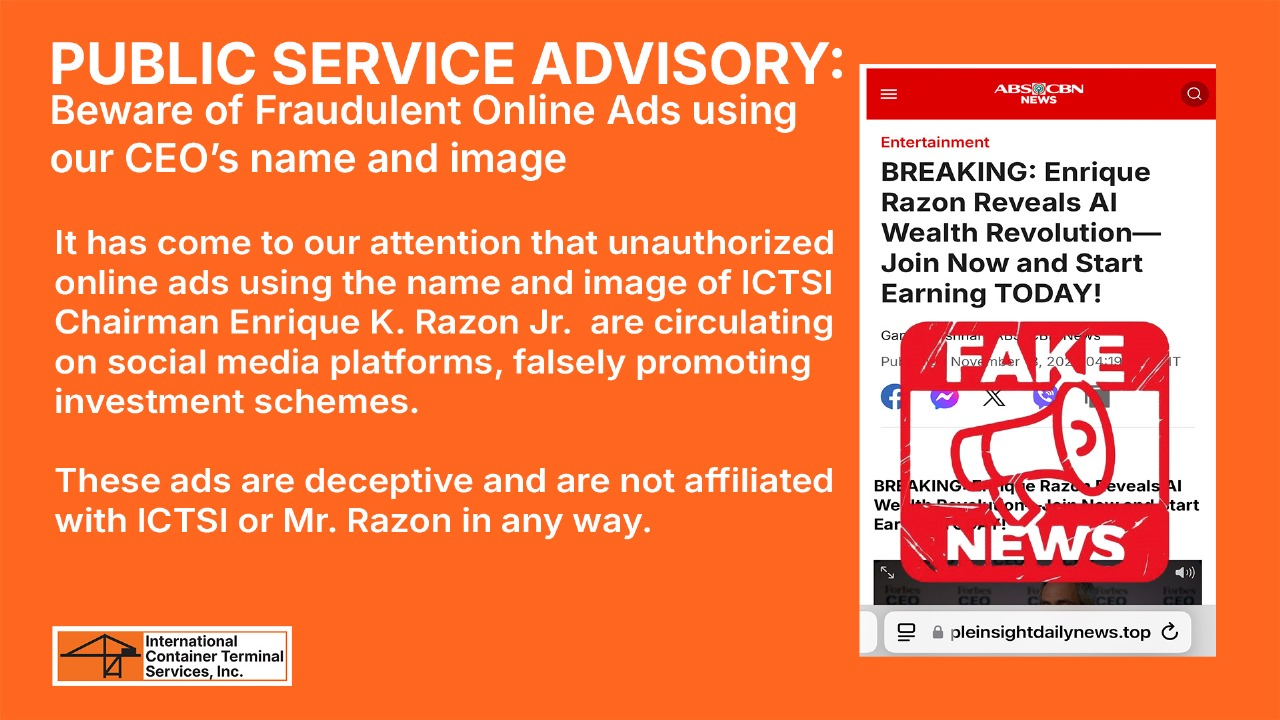 Ekr Razon Public Advisory: False Information Regarding Enrique K. Razon Jr ...